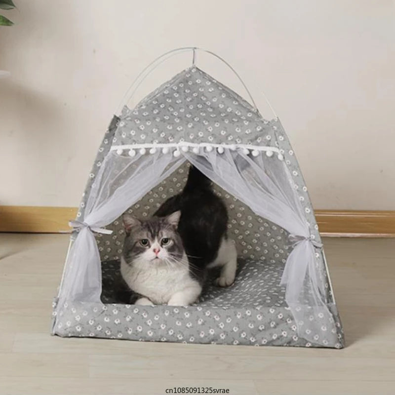 Cat Tent Bed Pet Cat House Closed Cozy Puppy Cage with Floors Pet Dog House Calming Cat Beds Puppy Kennel Tents Pet Supplies