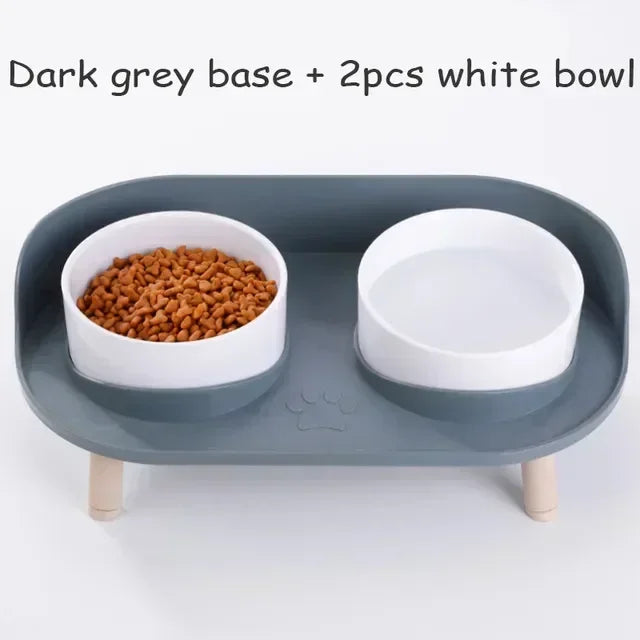 Cat Double Bowls Feeder Adjustable Height Pet Cats Drinker Water Bowl Elevated Feeding Kitten Supplies Pet Food Bowl Feeders