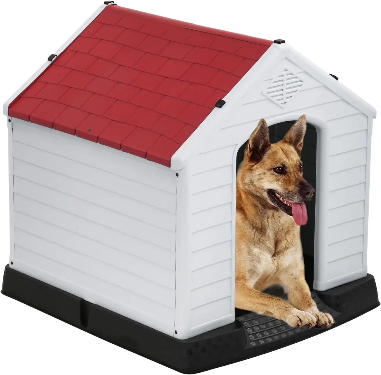 FDW Dog House Indoor Outdoor Durable Ventilate Waterproof Pet Plastic Dog House for Small Medium Large Dogs Insulated Puppy