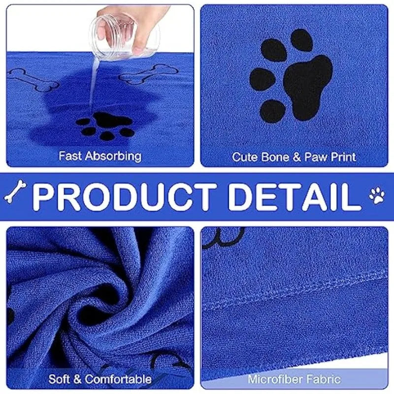 1pc Quick-Drying Microfiber Dog Towel Absorbent Pet Bath Product Fiber Quick-drying Bath Towel Car Wiping Cloth Pet Supplies