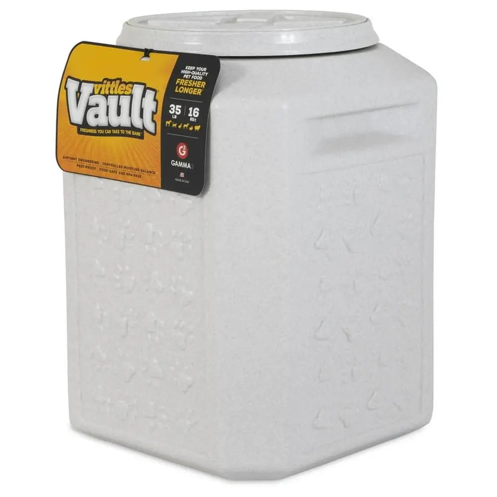 Vittles Vault Outback Pawprint Food Storage Container Airtight & Waterproof 35lb Capacity Dog Cat Rabbit Horse Bird Heavy Duty