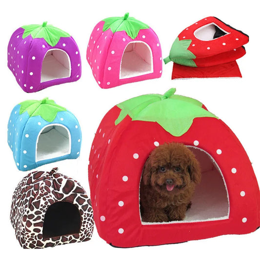 caseta para perros caseta para gatos caseta para mascotas yurta nido de fresa tienda jaula para perros suministros para mascotas