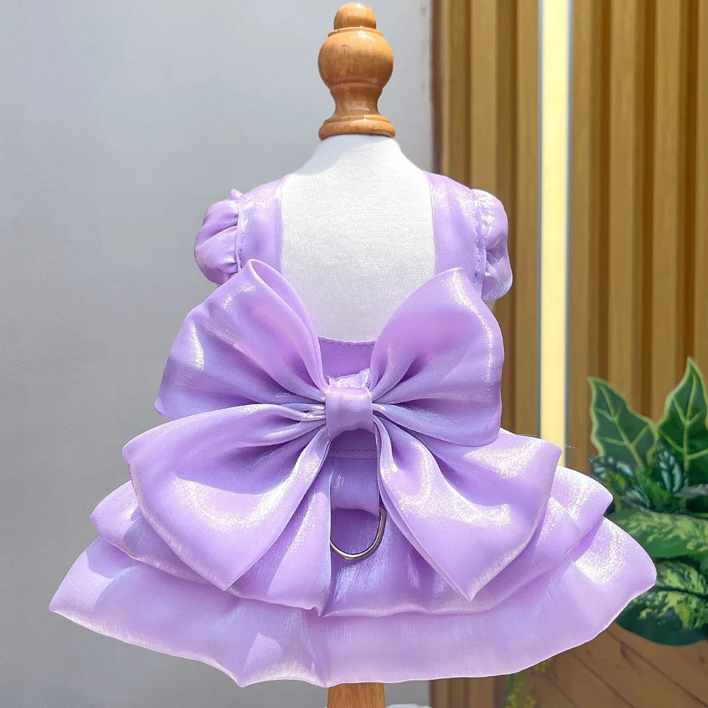 Pet Wedding Dress Dress Bow Skirt Dog Cat Clothing Pull Teddy Bears Spring/Summer Puppy Clothes Dog Clothes for Small Dogs