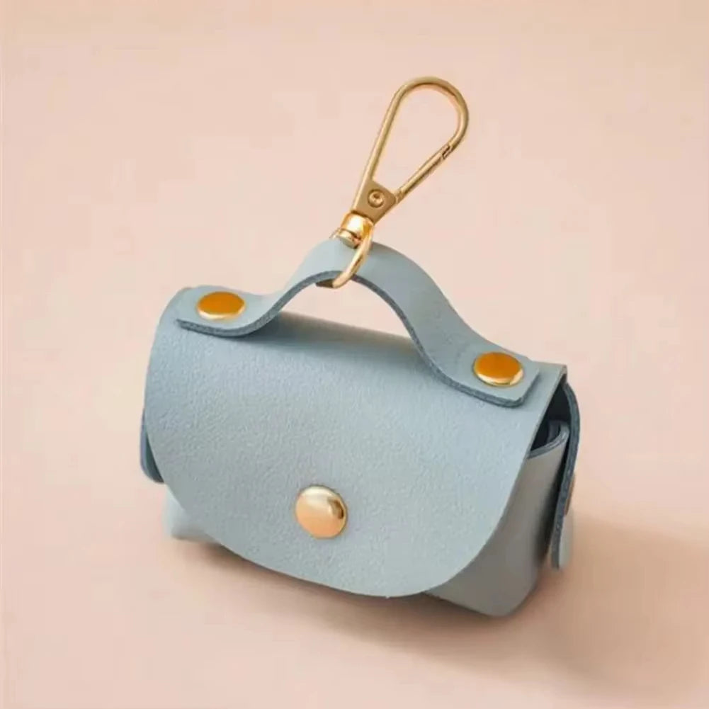 Stylish Pet Bag Holder Faux Leather Pet Poop Bag Holder with Dispenser for Dog Bags Portable Dog Poop Bag Organizer Supplies Pet