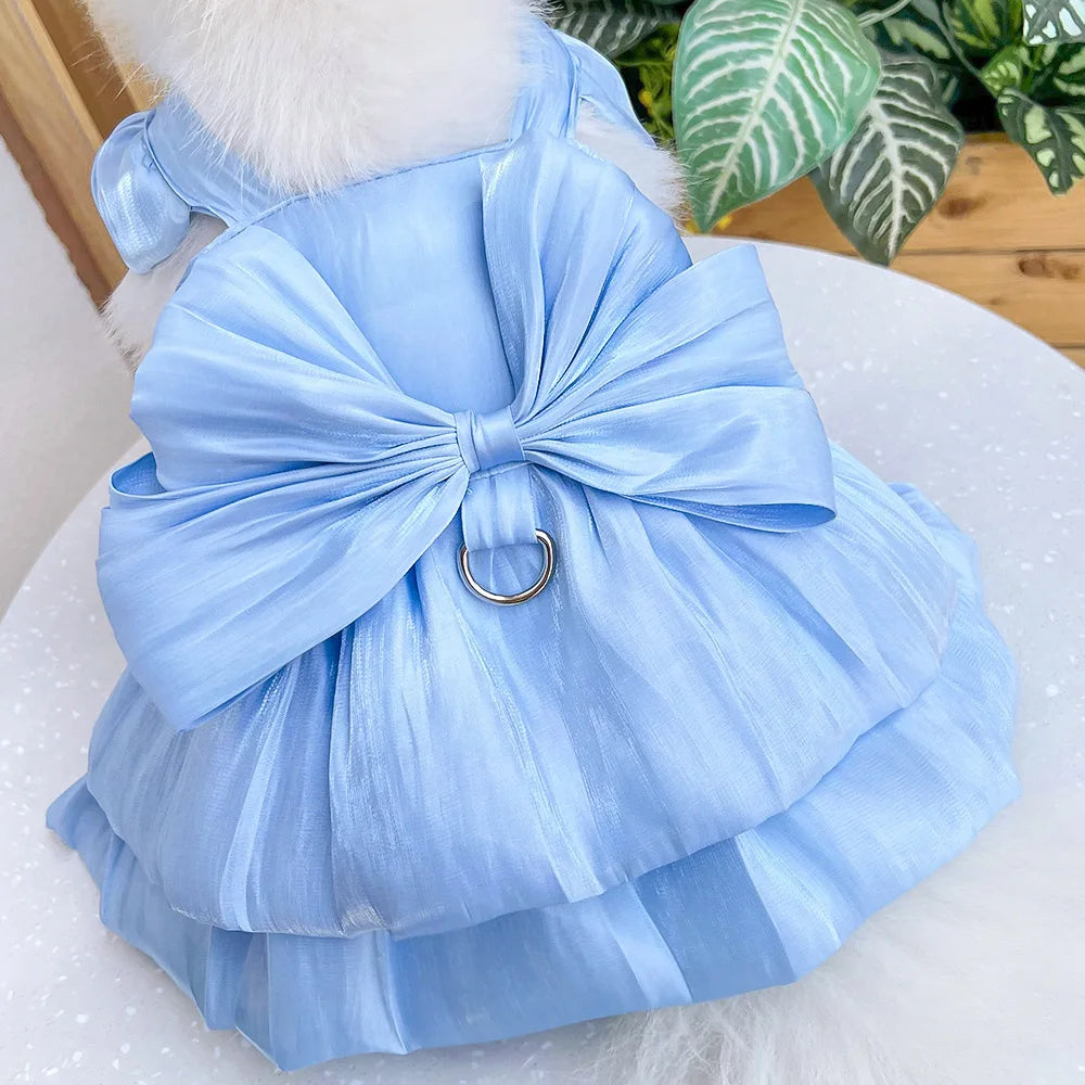 Pet Wedding Dress Dress Bow Skirt Dog Cat Clothing Pull Teddy Bears Spring/Summer Puppy Clothes Dog Clothes for Small Dogs