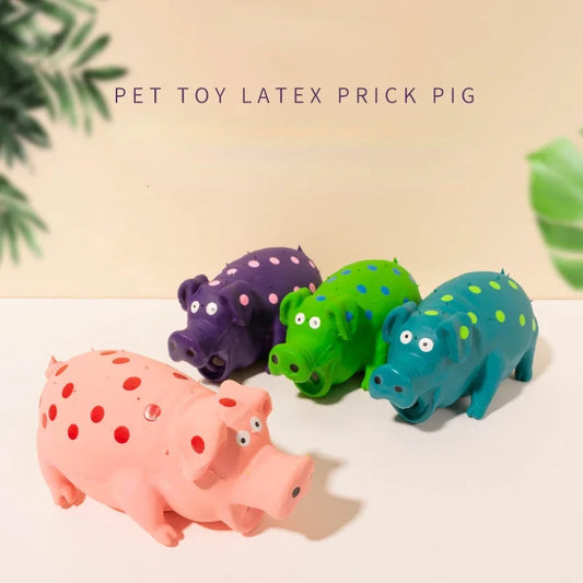 Squeaky Pig Dog Toy Durable Rubber Pig Squeaker Dog Puppy Chew Toys Latex Interactive Cute Toy for Small Medium Large Dogs