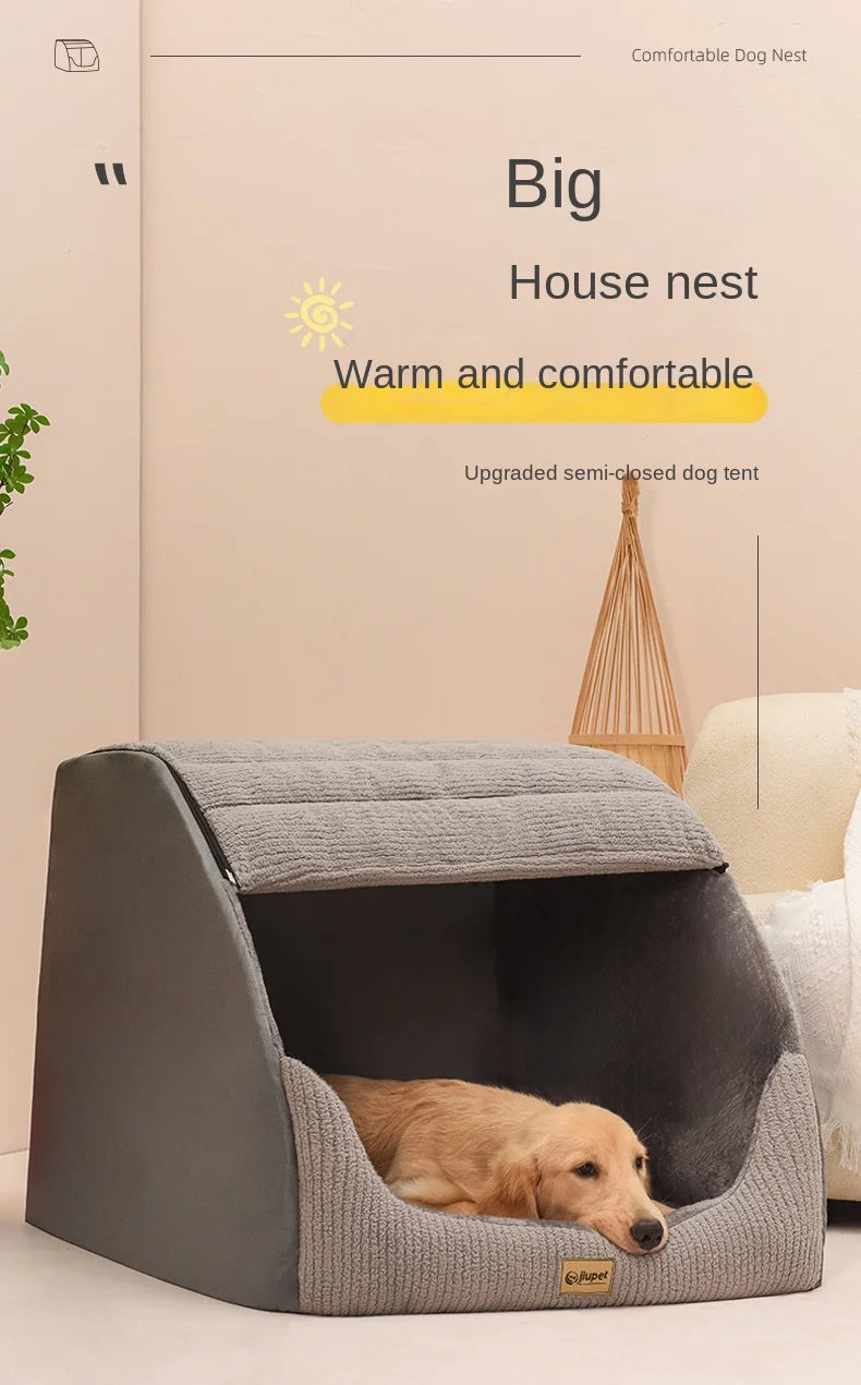 New Kennel Winter Warm Medium Large Dog Golden Retriever Removable and Washable Closed Room Bed Villa Cat Nest Pet Supplies