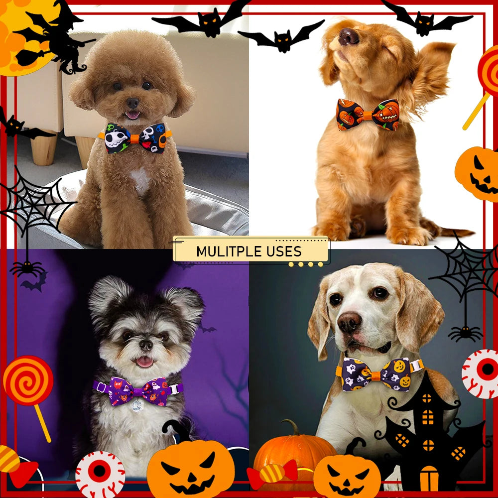 20pcs Halloween Dog Accessoires Small Dog Bow Tie Skull Pet Supplies Dog Bows Pet Dog Bowtie/ Neckties Small Dogs Headwear