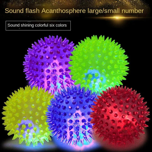 Dog Toy Pet Luminous Toy Ball Squeaky Bite Resistant Elastic Hedgehog Ball Dog Toys for Small Large Dogs Spiky Ball