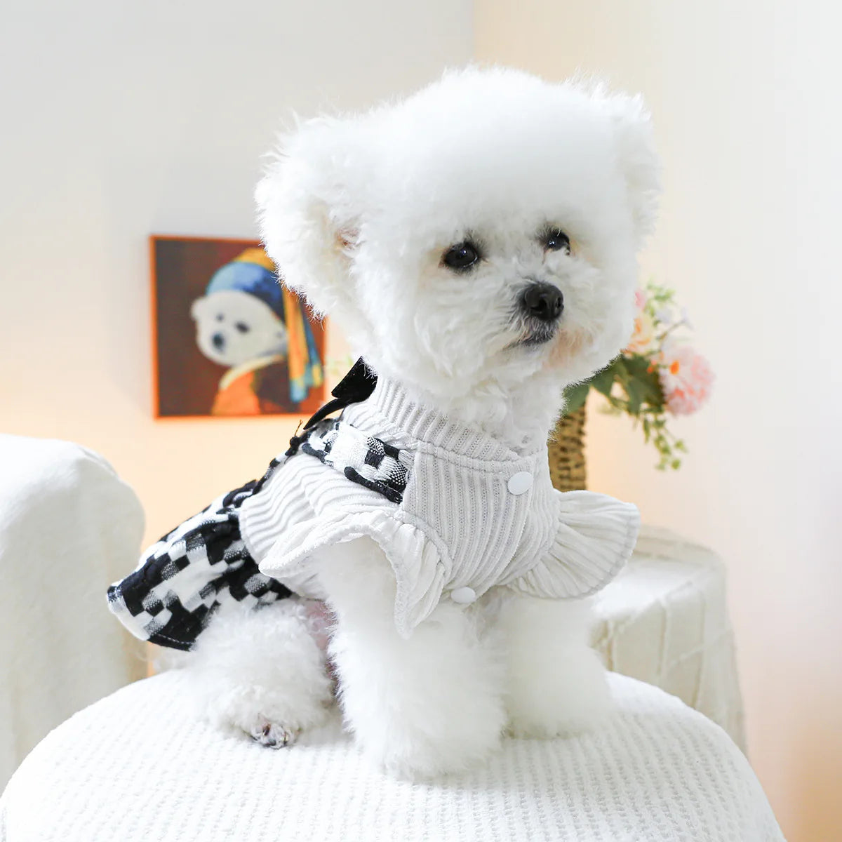 Luxury Black Dog Harness Dresses Clothes For Small Pet Autumn Winter Puppy Maltese Chihuahua Party Uniform Outfit XS XL Products