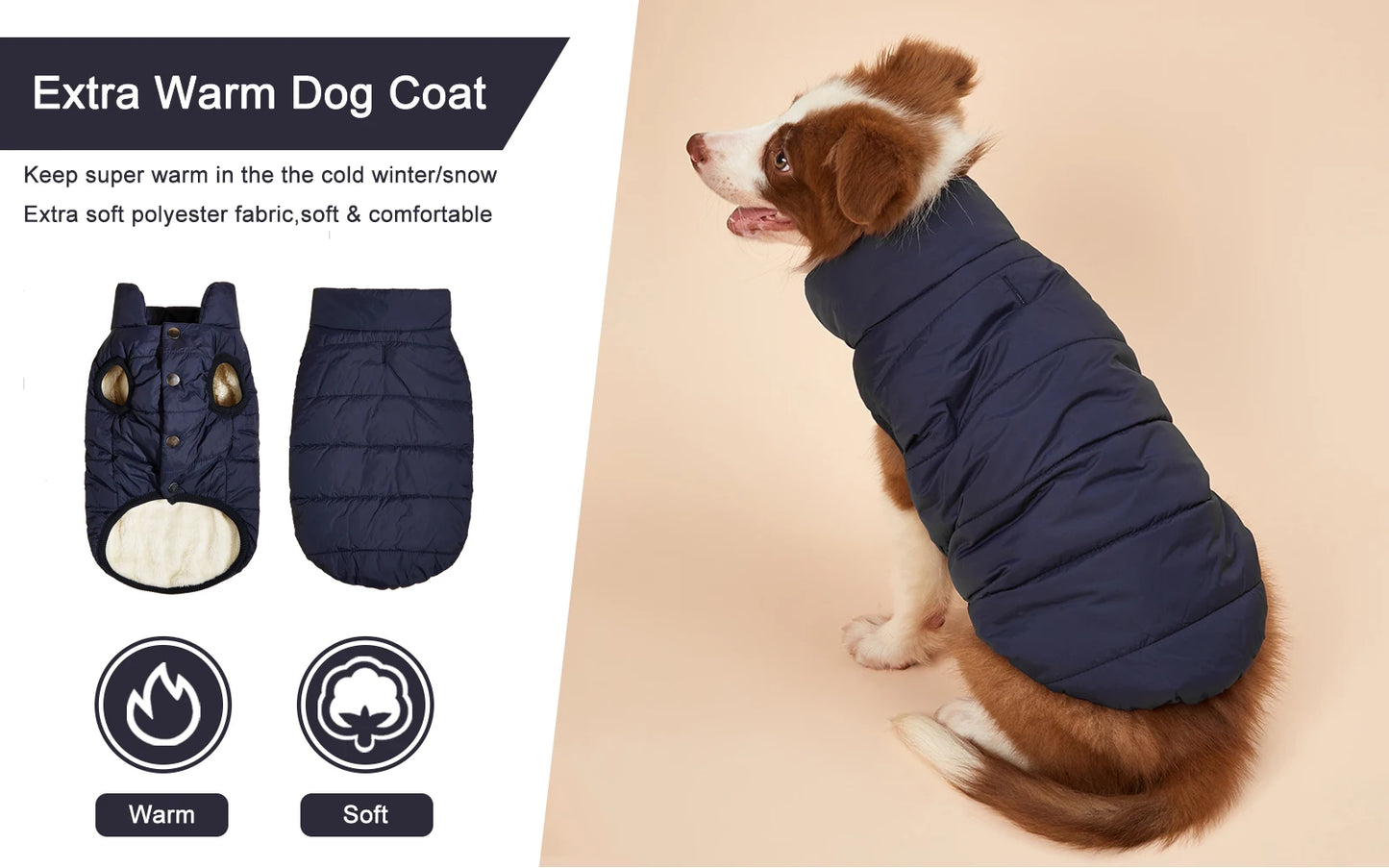 Winter Dog Clothes Outdoor Cold Proof Warm Dog Jacket with Fleece Cotton Lining Chihuahua French Bulldog Puppy Clothing Coat