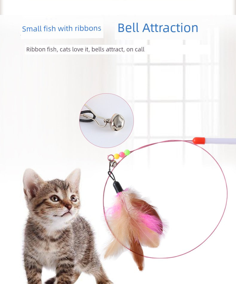 Bite-Resistant with Bell Relieving Stuffy Handy Gadget Steel Wire Cat Teaser