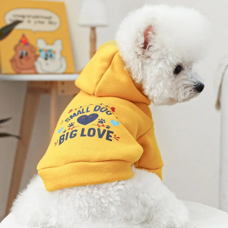 Pet Dog Clothes for Small Medium Dogs Winter Warm Dog Hoodie Letter Print Puppy Pullover Pet Sweatshirt Bichon Frise Dog Clothes