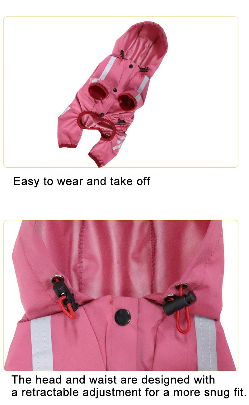 Pet Raincoats Dog Reflective Waterproof Puppy Rain Coats Hooded for Small Medium Dogs Jumpsuit Chihuahua French Bulldog Overalls