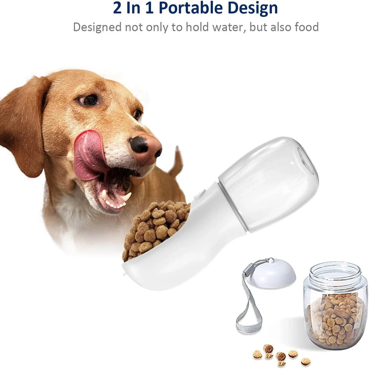 Dog Water Bottle Pet Dispenser with Detachable Food Container Leak Proof Lock for Travel Hiking