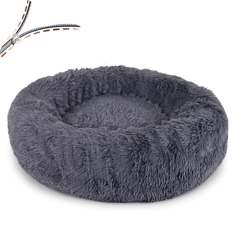 Round Removable Pet Bed Plush Large Dog Bed Winter Warm Fluffy Dog Cushion Cat Beds Super Soft Sleeping Small Dogs Nest House