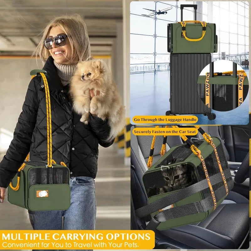 PAWZIDEA Double Pet Stroller for 2 Cats Dogs Small & Medium, TSA Airline Approved Cat Carrier Expandable, Cat Stroller