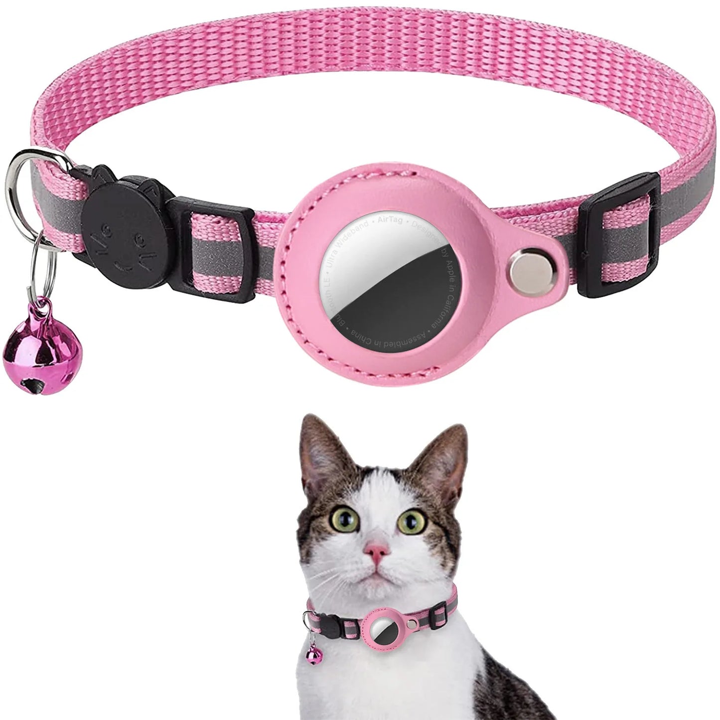 Porte-étiquette d'air pour chat, collier à bandes réfléchissantes détachables, collier réglable pour chaton, collier étanche pour chat, étui pour étiquette d'air pour animaux de compagnie