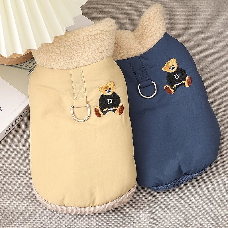 Dog Pet Clothing Bear Traction Jackets for Dogs Clothes Cat Small Winter Velvet Thickening Fashion Boy Yorkshire Accessories