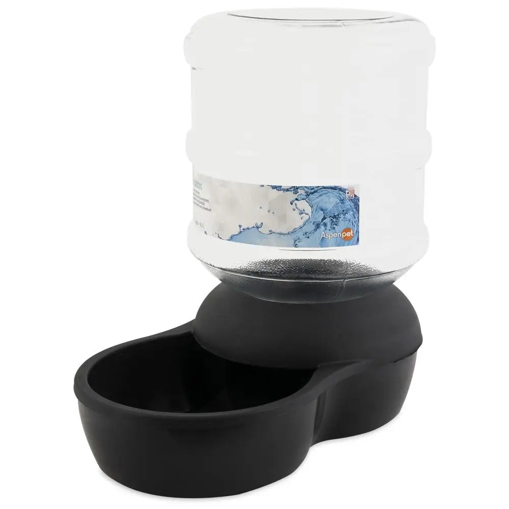 Lebistro Gravity Waterer Station 2.5 Gal Black Cats Dogs Dishwasher Safe Non-Slip Twist Lock Pet Drinking Bowl Dispenser Storage