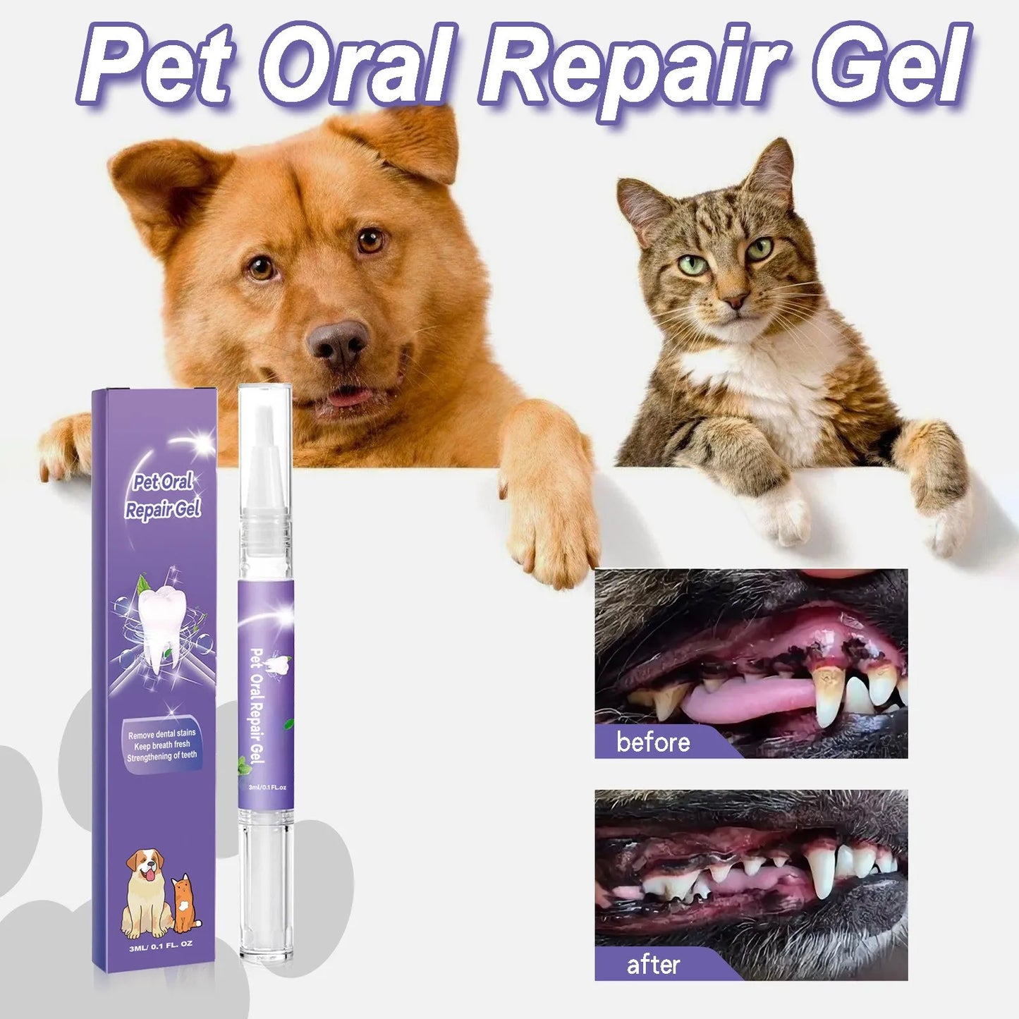 Pet Oral Care Gel Deep Teeth Cleaning For Dogs & Cats Odor & Stain Remover 3ml Dog Harness High Quality Fast Shipping