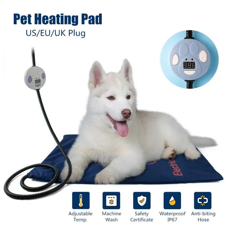 Waterproof Pet Heating Pad Electric Blanket Dog Cat Winter Warmer Pad 45×60cm Adjustable Temperature Dog Mattress US/UK/EU