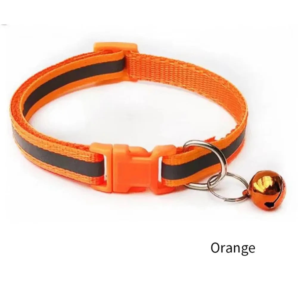 Collier réfléchissant pour chat avec anneau de cou et clochette, fournitures pour animaux de compagnie, collier réfléchissant réglable et élastique de sécurité, produits pour animaux de compagnie