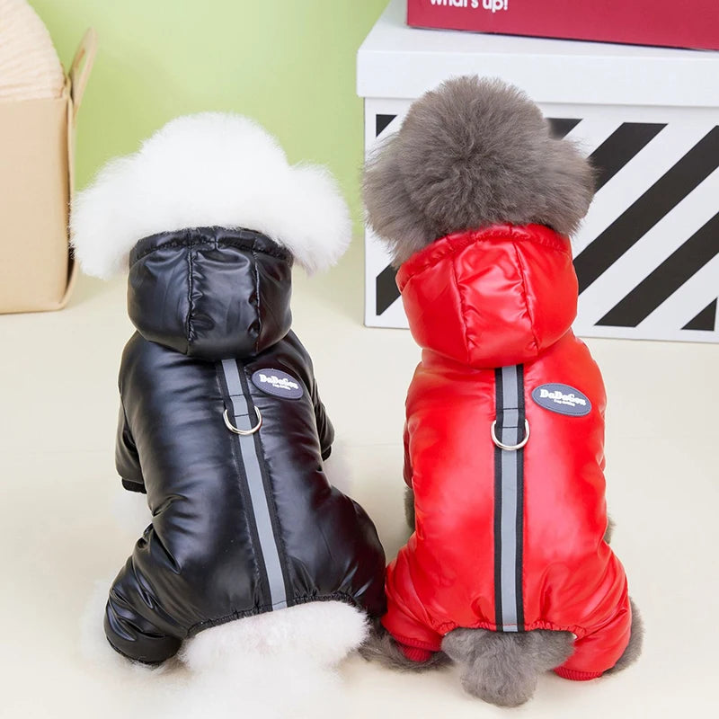 Padded Winter Puppy Onesie Waterproof Boy Dog Clothes for Small Dogs Warm Shih Tzu Down Jacket Chihuahua Jumpsuit Yorkie Costume