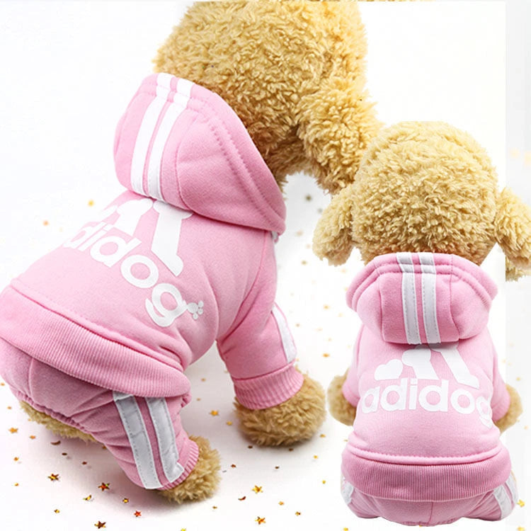 Four Legged Adidog Pet Dog Hoodie   Puppy Jumpsuit Letters Overalls for Small Medium Dogs Pomeranian Pajamas Winter Dog Jumpsuit