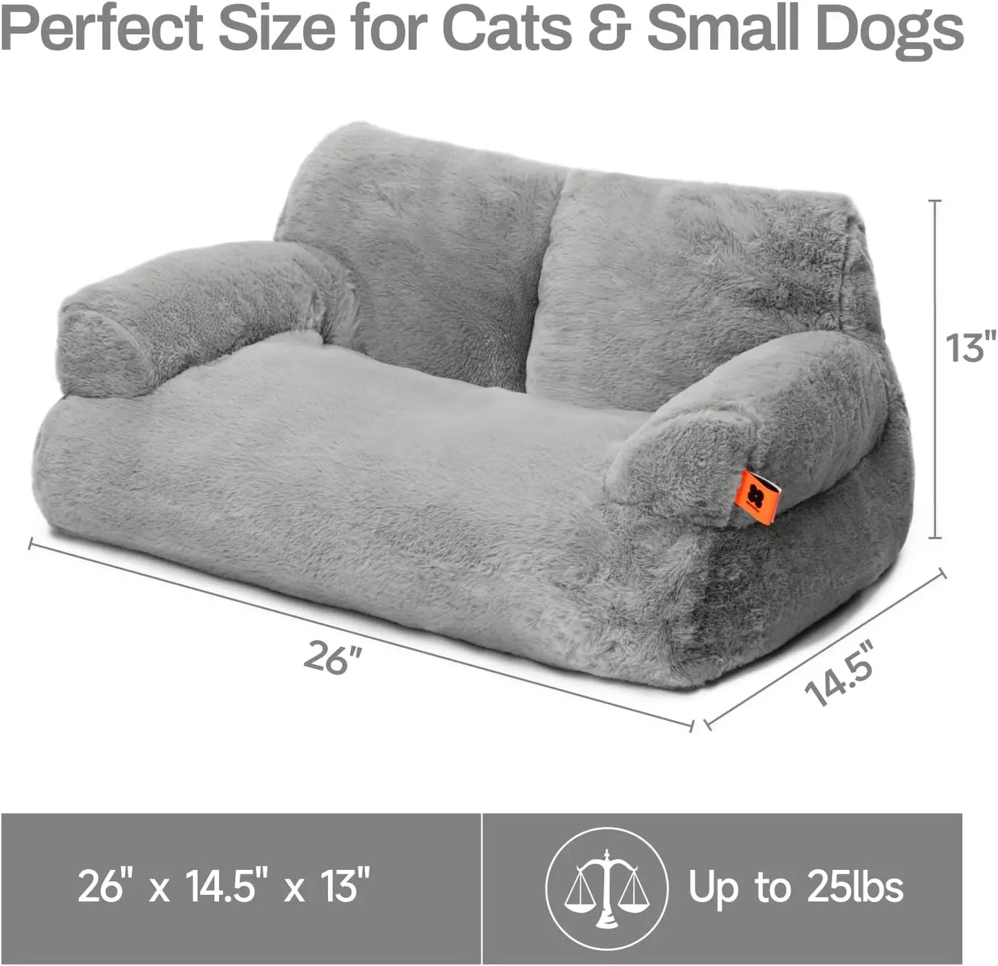 Mewoofun Pet Couch Bed 26×19×13 Inch Washable Cat Beds for Medium Small Dogs Cat up to 25 lbs Fluffy Cat Couch Black White