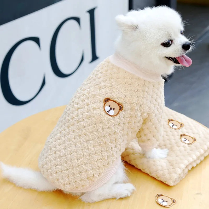 Winter Warm Dog Hoodies Pet Dog Clothes Soft Puppy Pullover Cute Bear Print Cat Sweatshirt Fashion Pet Hoodies Chihuahua Clothes