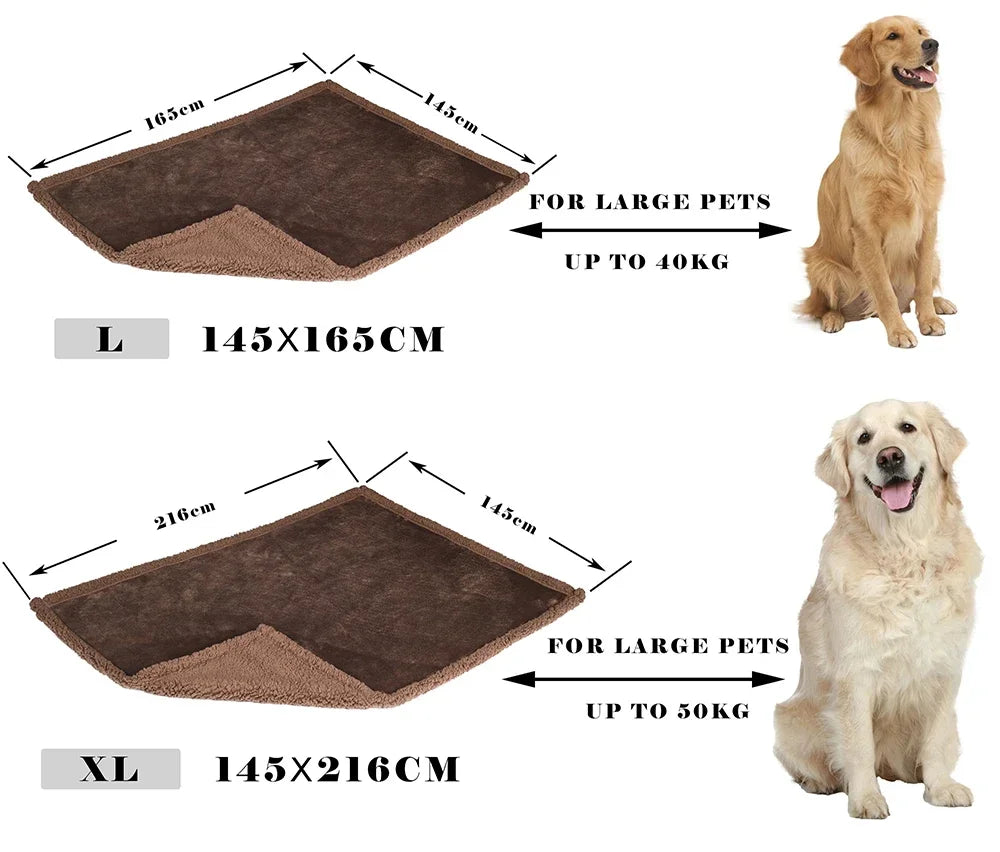 Sofa Bed Blanket Double Sided Sherpa Wool Furniture Protector Waterproof Pet Blanket Liquid Urine Resistant Dog