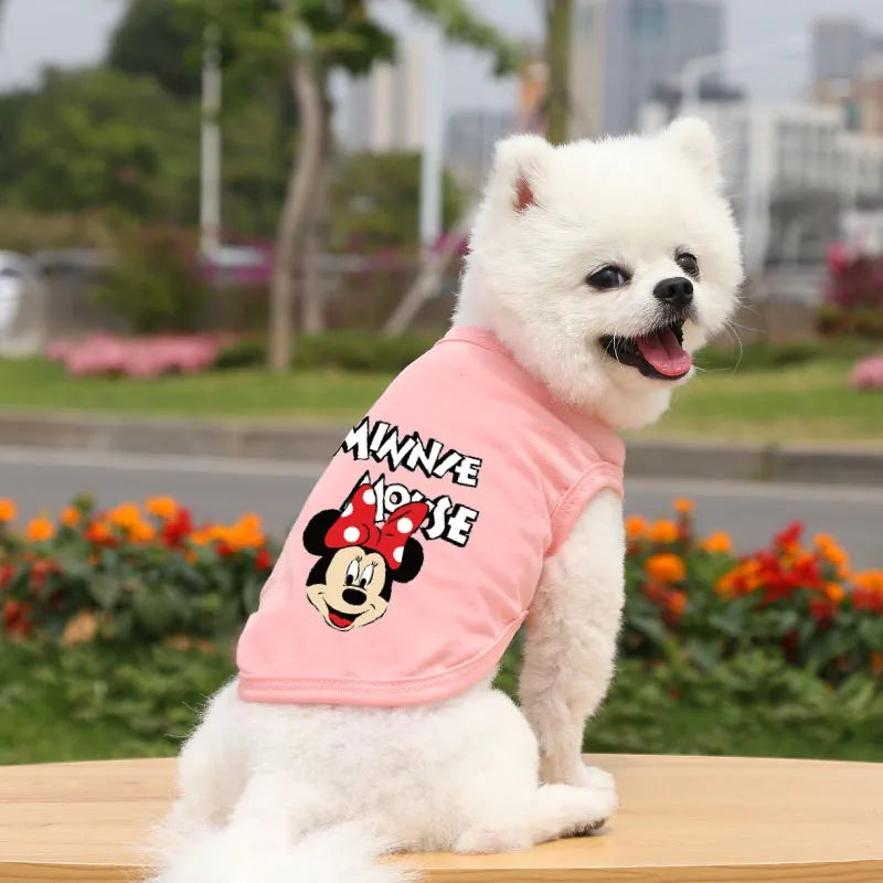 Disney Cartoon Dog Cat Vest Summer Pet Dogs Clothes Mickey And Minnie Dog Shirt for Small Medium Puppy French Bulldog Ropa Perro