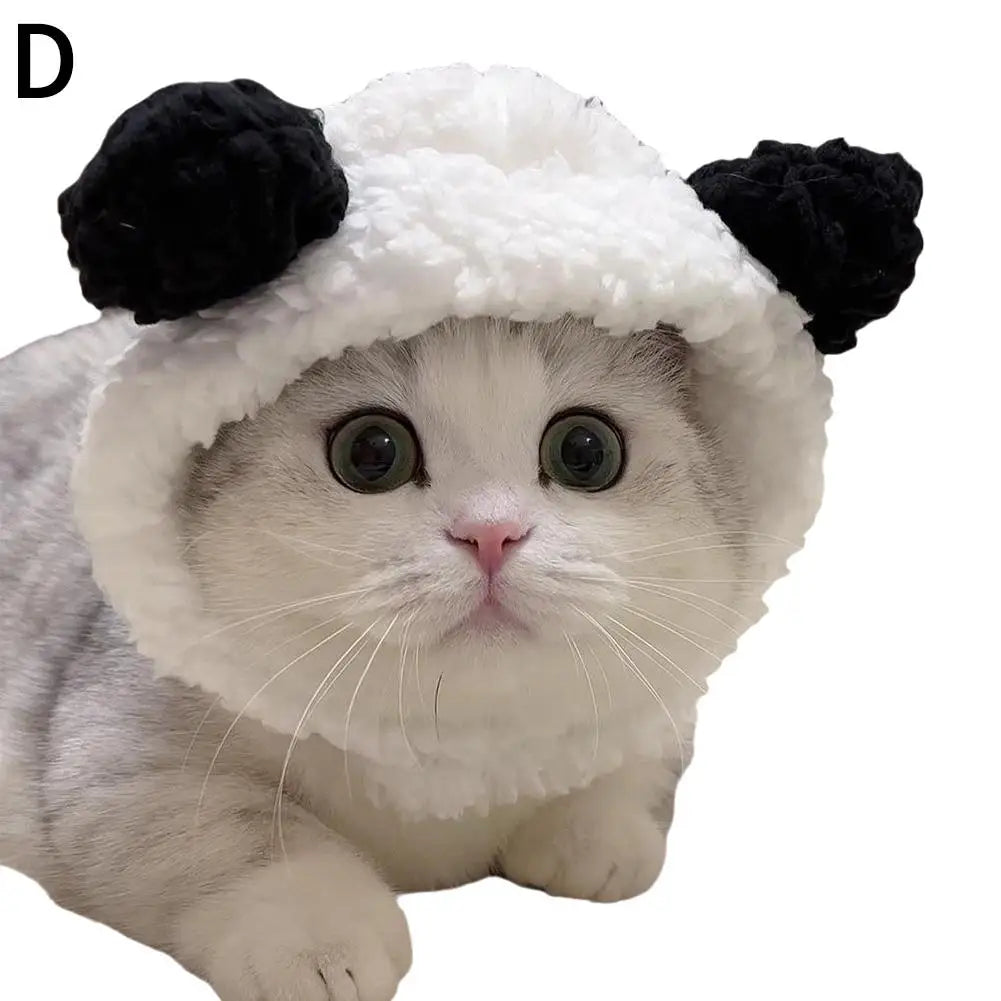 Funny Pet Headband Plush Yarn Cat Dog Cap Panda Pig Pet Warm Pet Hat Chick Cosplay Supplies Headdress Costume D5J4