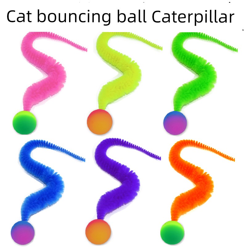 Cat Ball Toy Bite Toy Cute Caterpillar Cat Toy Cat Teaser Toy Cat Toy Self-Hi Relieving Stuffy Kitten Ball Toy