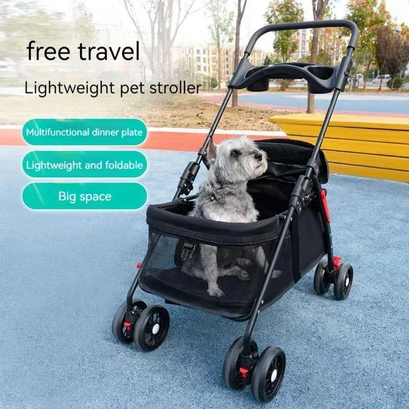 Pet Stroller Lightweight Folding Universal Wheel Cat Dog Travel Breathable Pet Stroller Outdoor Stroller for Small Medium Pets