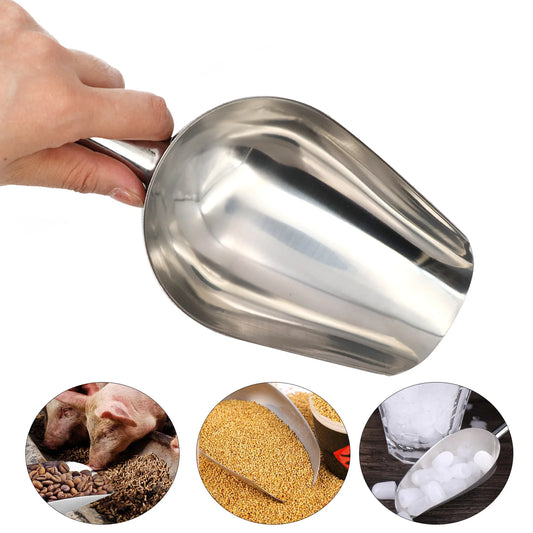 Pala de comida para mascotas de acero inoxidable para perros, pala para comida seca para gatos, cuchara para comida para perros espesante de gran capacidad, 23,5 x 8 x 5 cm