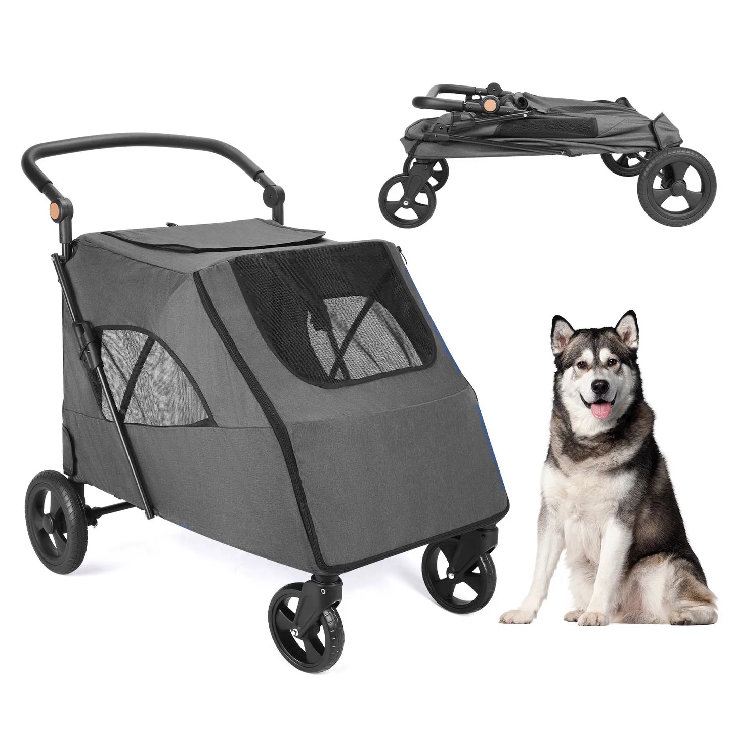 ﻿ Wedyvko Medium or larger Pet Stroller 4-Wheel Dog Travel Stroller Jogger for Cat Pet Suplies Outdoor carrinho de bebe