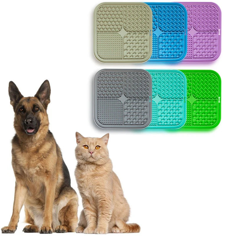 Pet Placemat Cat Slow Feeding Mat Dog Lick Mats Silicone Pets Eating Slowly Food Pad Cats Dogs Distracted Licking Plate Cutlery