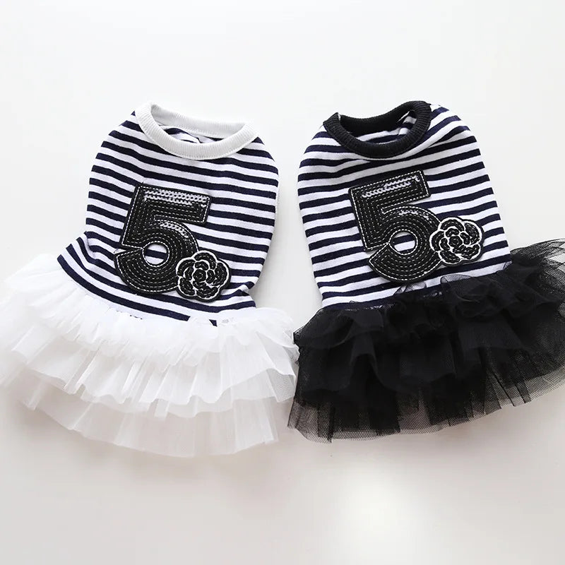 New Dog Cat Dress Striped&Flower Design Pet Puppy Spring/Summer Clothes Outfit 5 Sizes