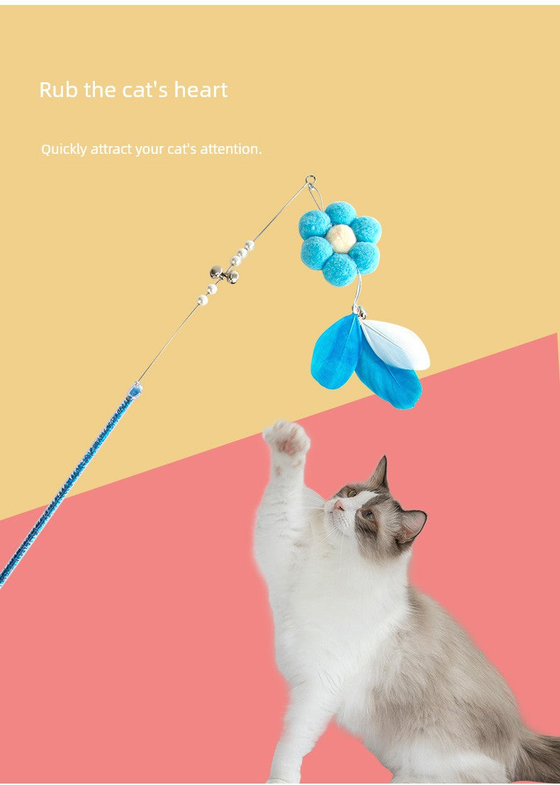 Molar Rod Retractable Replacement Head Cat Toy with Bell