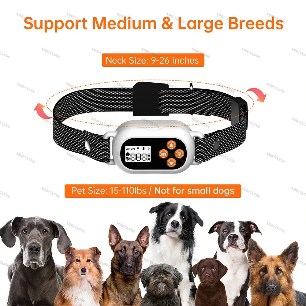 GPS Wireless Dog Fence Invisible Wireless Outdoor Dog Fence System Beep Vibrations Shock Collar Smart regulation for dog safety