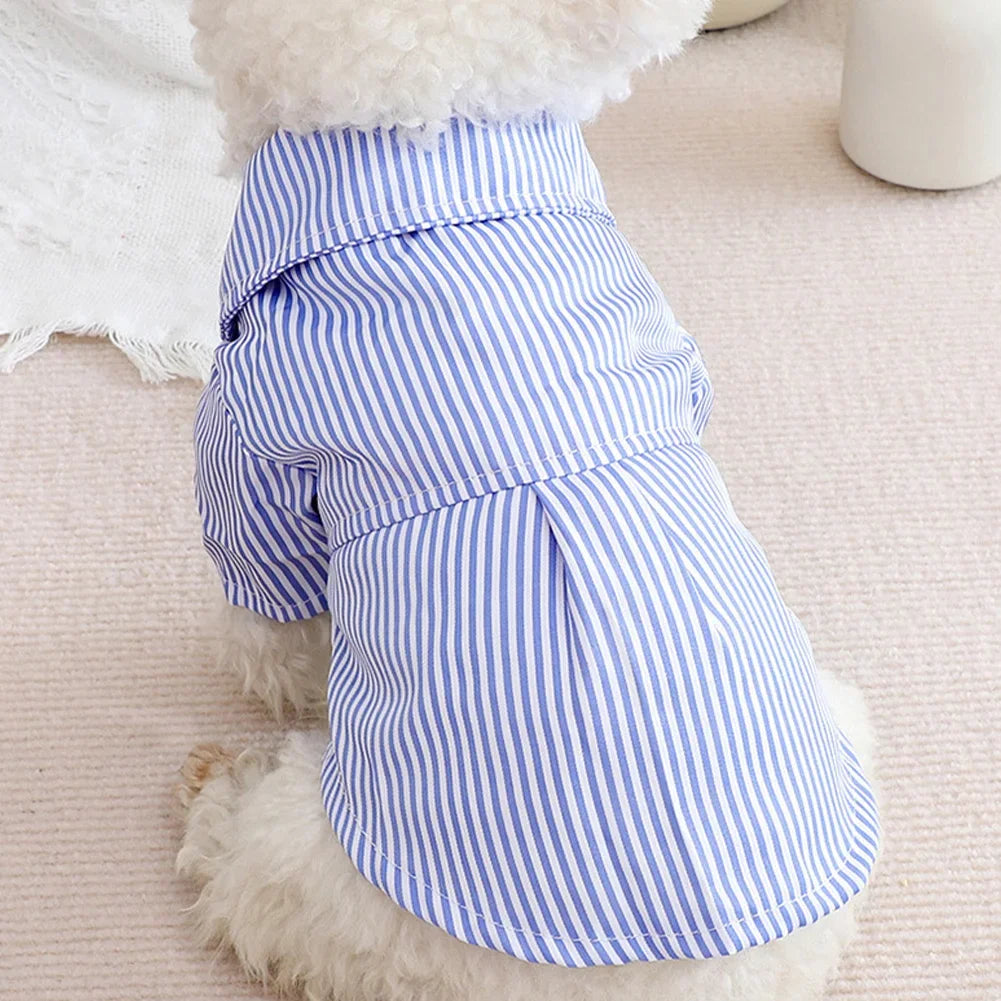 Pet Dog Clothes Bowknot Striped Shirts for Dogs Clothing Cat Small Thin Summer Blue Fashion Boy Girl Chihuahua Pet Products