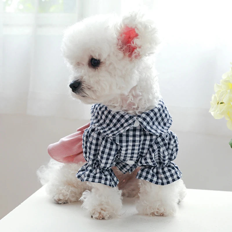 PETCIRCLE Dog Clothes Black Button Plaid Dress For Small Medium Dogs Cat Spring Summer Pet Clothing Dog Costume Supplies Skirt