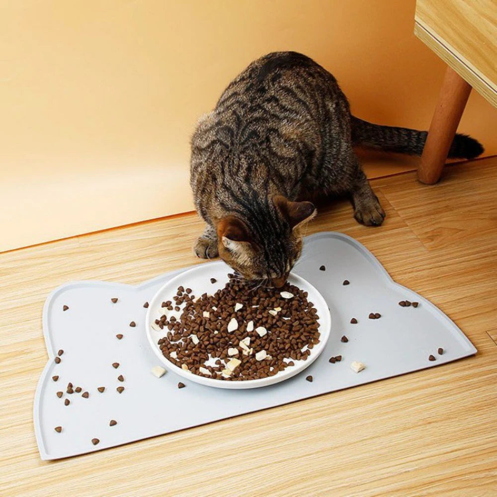 Pet Silicone Food Mat Portable Insulated Waterproof Anti-Slip Feeding Mat Slow Feeder Bowl Mat Cushion Cats and Dog Pet Supplies