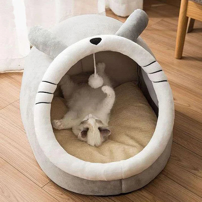 Tienda de campaña para mascotas, cueva para gatos, perros pequeños, tienda de campaña para gatos con calentamiento automático, caseta para gatos, cómoda cama para dormir para mascotas, plegable, extraíble y lavable