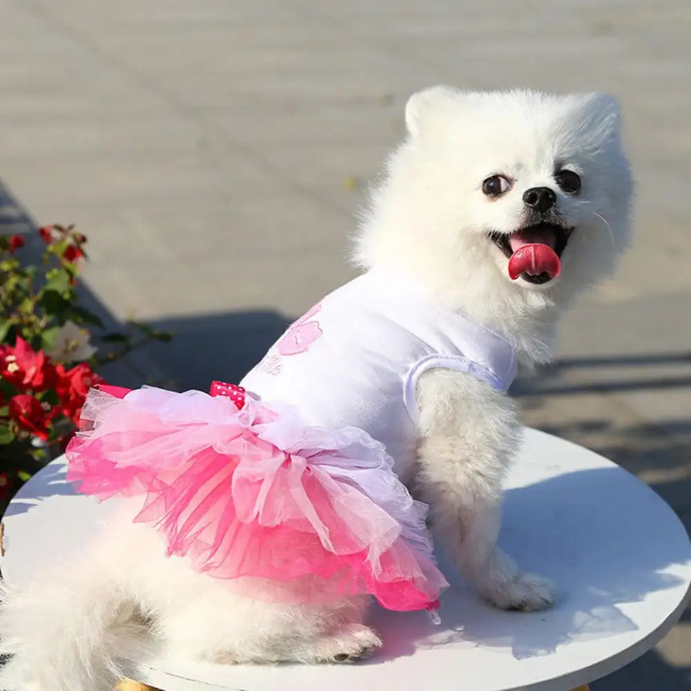 Pet Clothing Colorfast Dog Dress Soft Sleeveless  Sweet Comfortable Touch Pet Dress