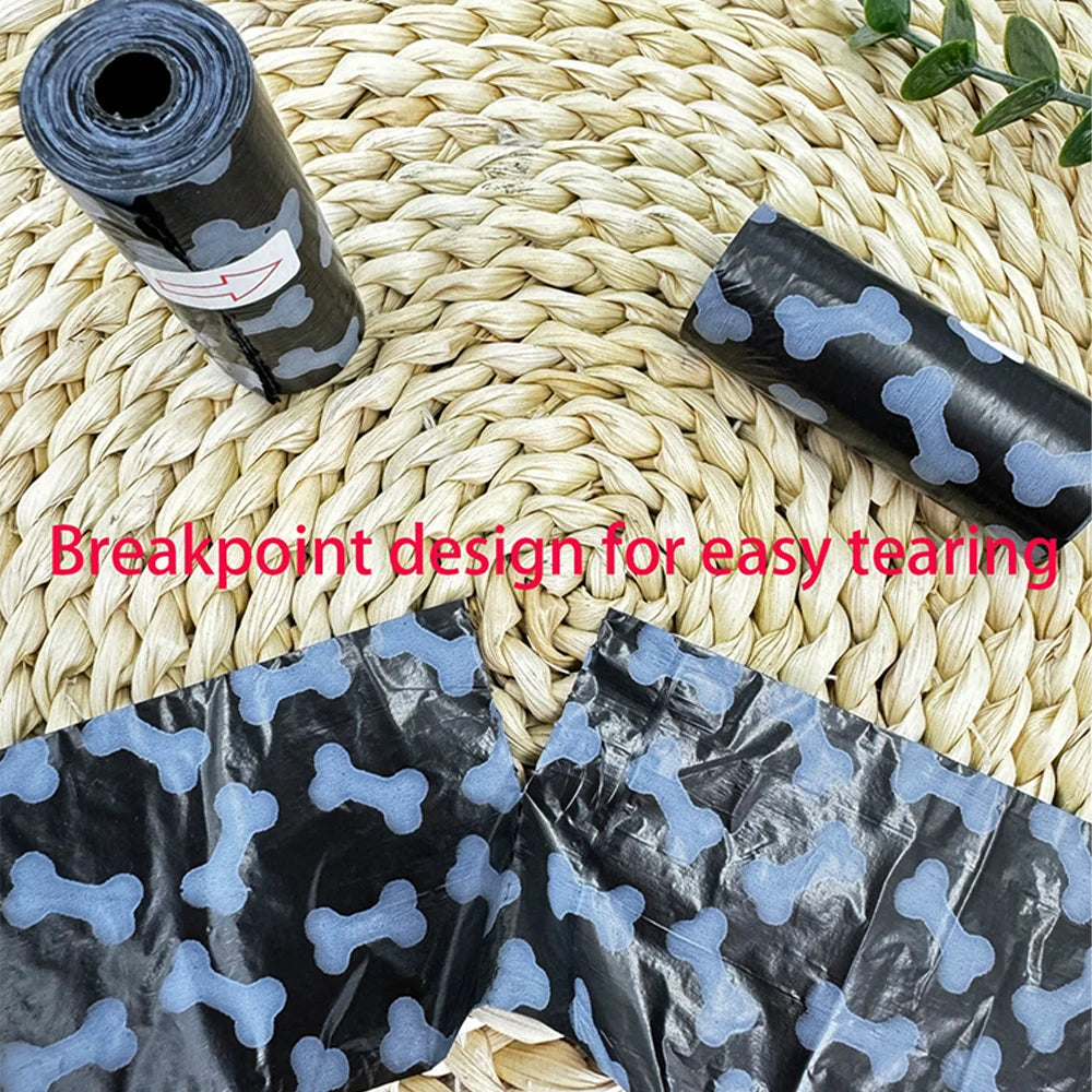 4 Rolls/60pcs bone Printing Dog Poop Bag Pet Garbage Bag Outdoor Cleaning Poop Bag Outdoor Clean Biodegradable Pet Pets Supplies