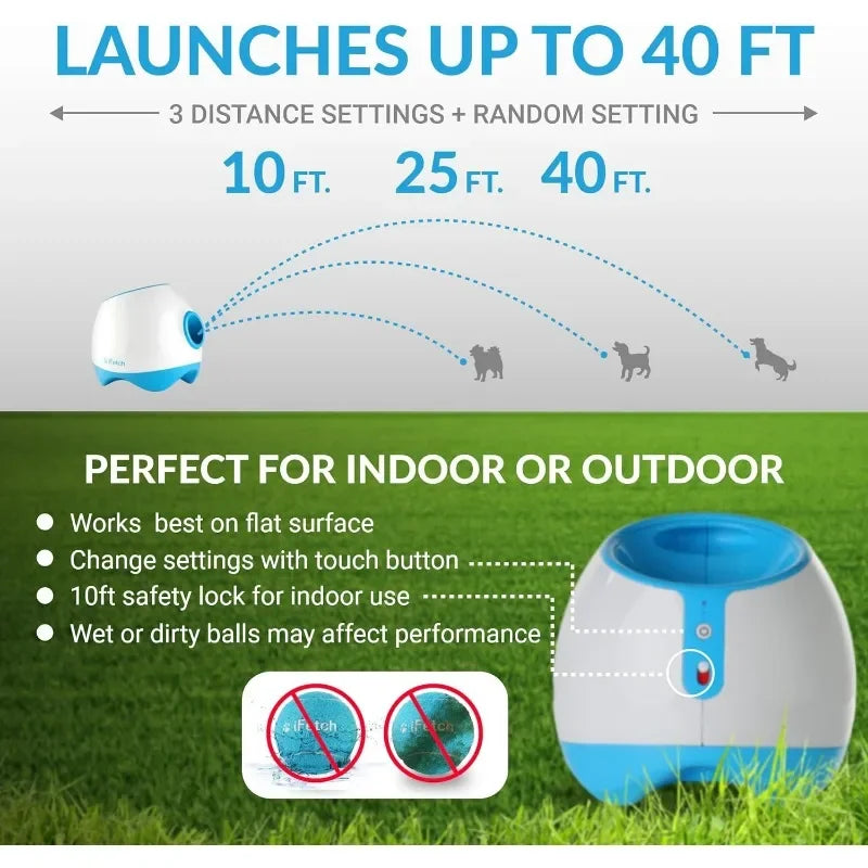 iFetch Too Automatic Dog Ball Launcher for Medium to Large Dogs, Indoor/Outdoor Dog Toy Thrower, Includes 3 Standard Size