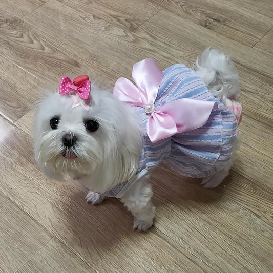 Cute Cheap Puppy Dog Bow Dress Skirt Summer Pet Dresses for Small Dogs Yorkshire Shih Tzu Cat Clothes mascotas Clothing sukienki